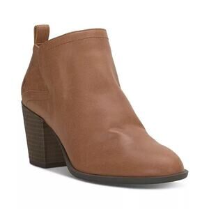 Lucky Brand Women's Branndi Block-Heel Slip-On Booties in Latte Leather Size 8.5